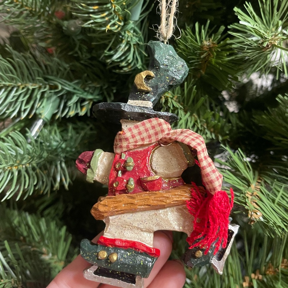 Festive Red and Green Snowman Ornament